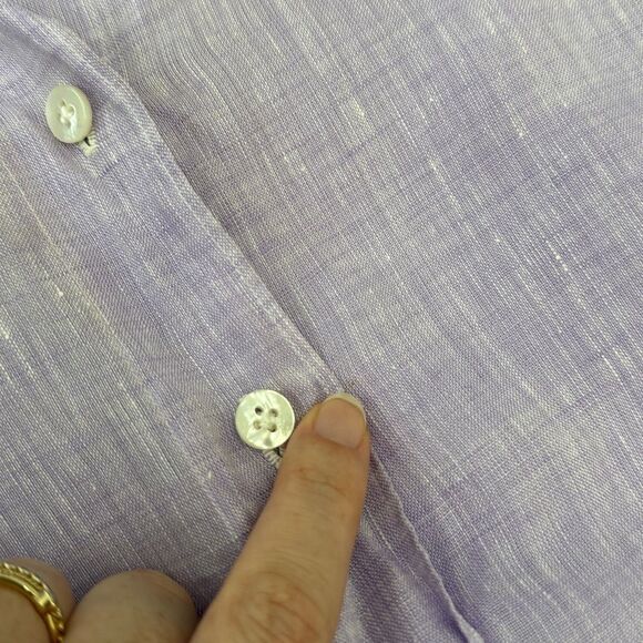 Finamore Napoli 1925 Womens Purple Collared Long Sleeve Button Up Shirt Size 42 - Picture 6 of 6